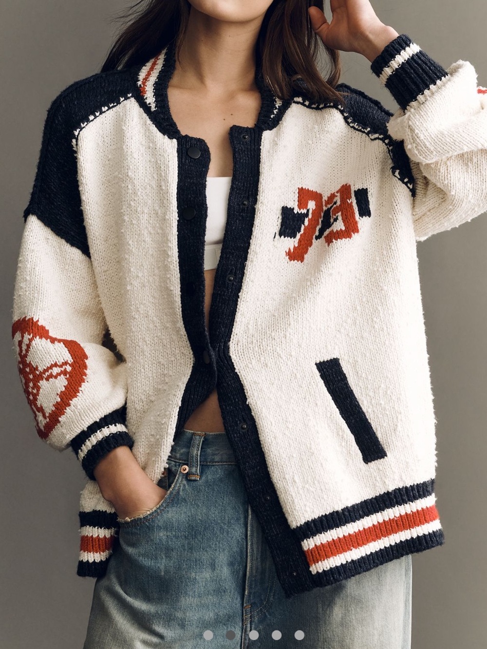 Anthropologie Motorcycle Sweater Cotton Blend Cardigan Pilcro NEW Novelty - Picture 3 of 14